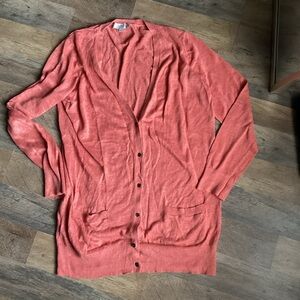 LOFT Coral Button-Up Cardigan
